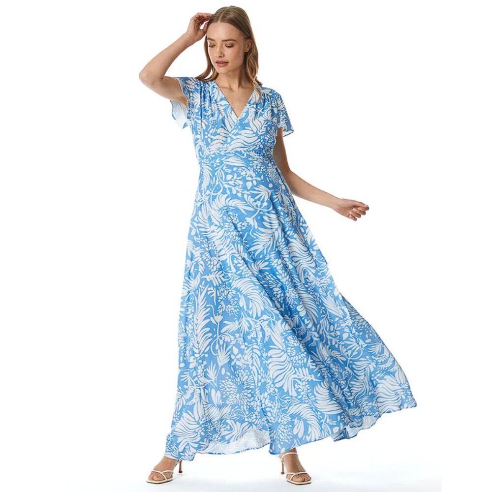SOON MATERNITY Women's Elizabeth Maxi Dress Size XS In Sky Leaf